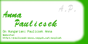 anna paulicsek business card